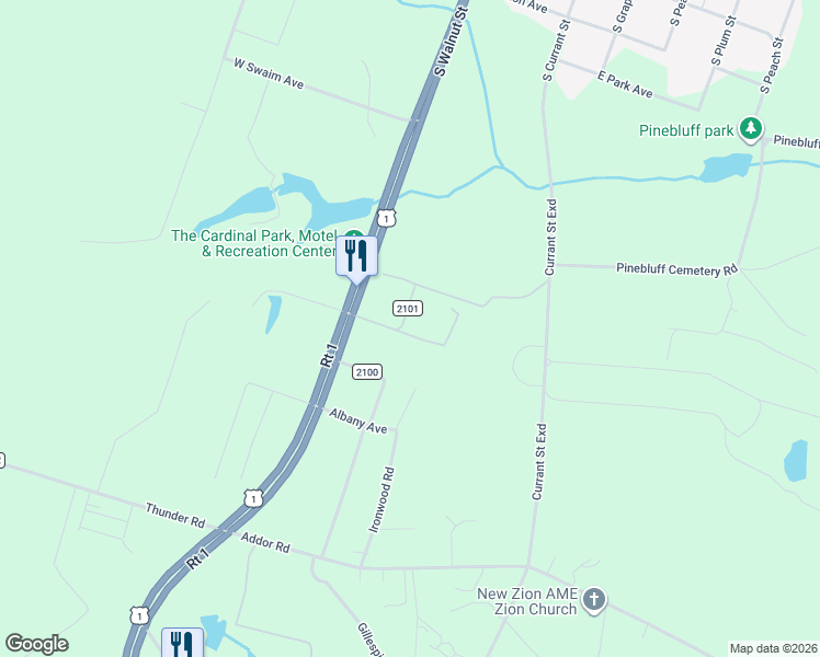 map of restaurants, bars, coffee shops, grocery stores, and more near 166 Merle Road in Pinebluff