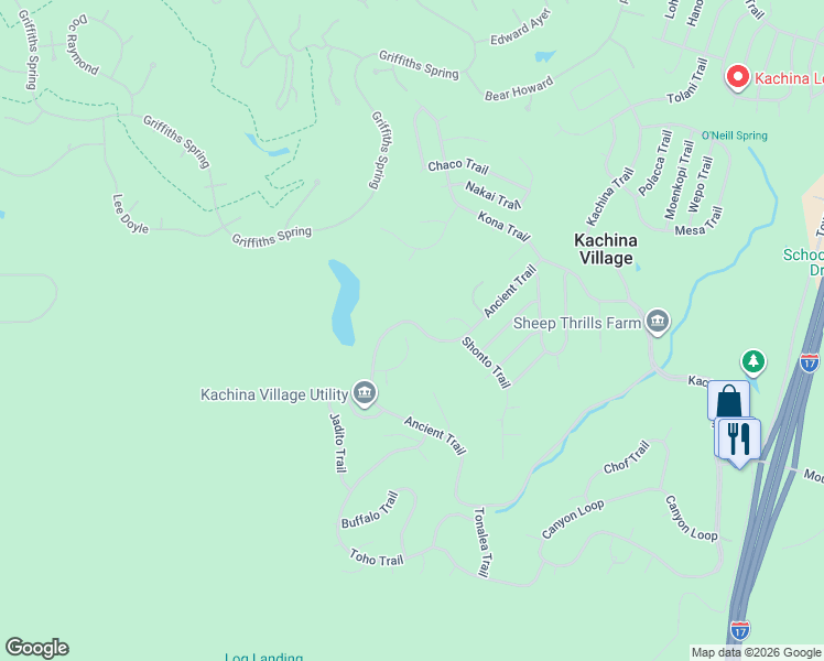 map of restaurants, bars, coffee shops, grocery stores, and more near 2805 Oraibi Ovi in Flagstaff