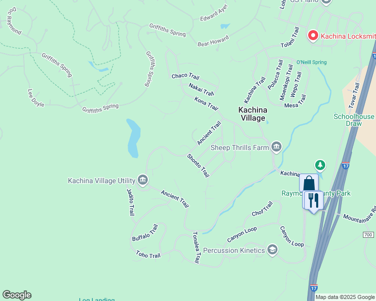 map of restaurants, bars, coffee shops, grocery stores, and more near 551 Hotevilla Trail in Flagstaff