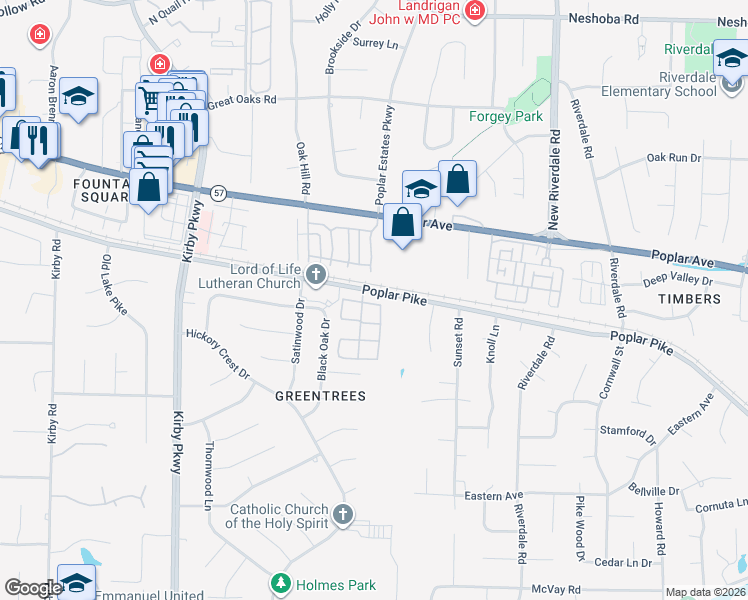 map of restaurants, bars, coffee shops, grocery stores, and more near 2016 Restington Lane in Memphis