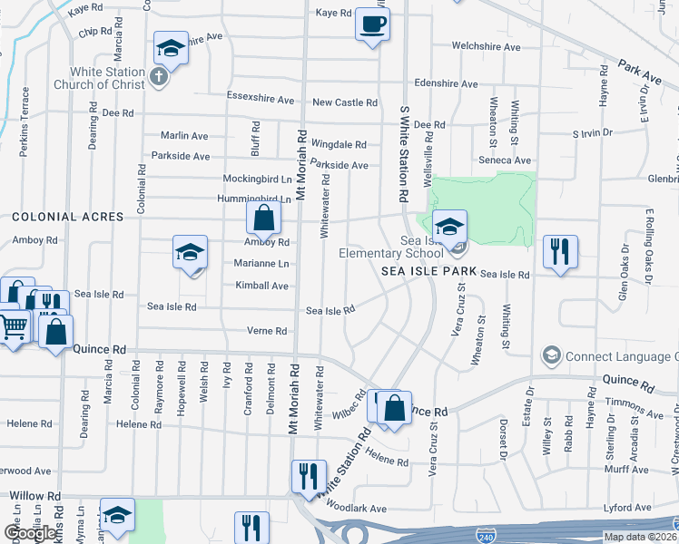 map of restaurants, bars, coffee shops, grocery stores, and more near 1378 Woodston Road in Memphis