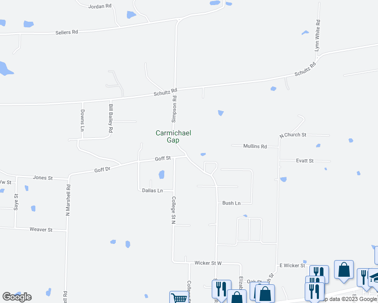 map of restaurants, bars, coffee shops, grocery stores, and more near 90 Simpson Road in Vilonia