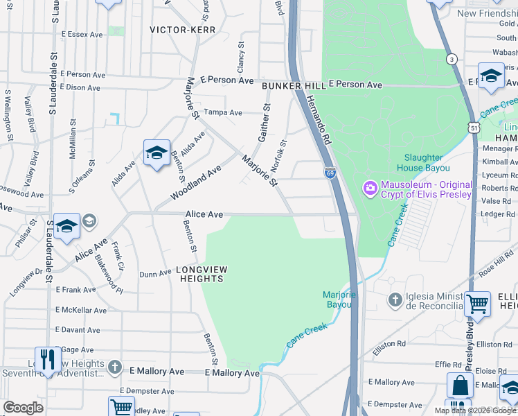 map of restaurants, bars, coffee shops, grocery stores, and more near in Memphis