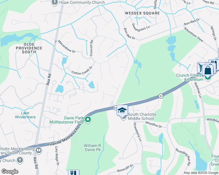 map of restaurants, bars, coffee shops, grocery stores, and more near in Charlotte
