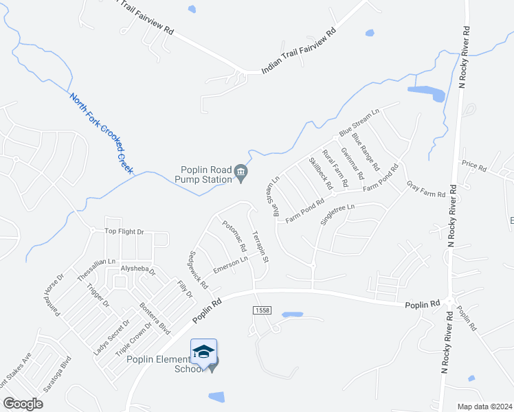map of restaurants, bars, coffee shops, grocery stores, and more near 8001 Sedgewick Road in Indian Trail
