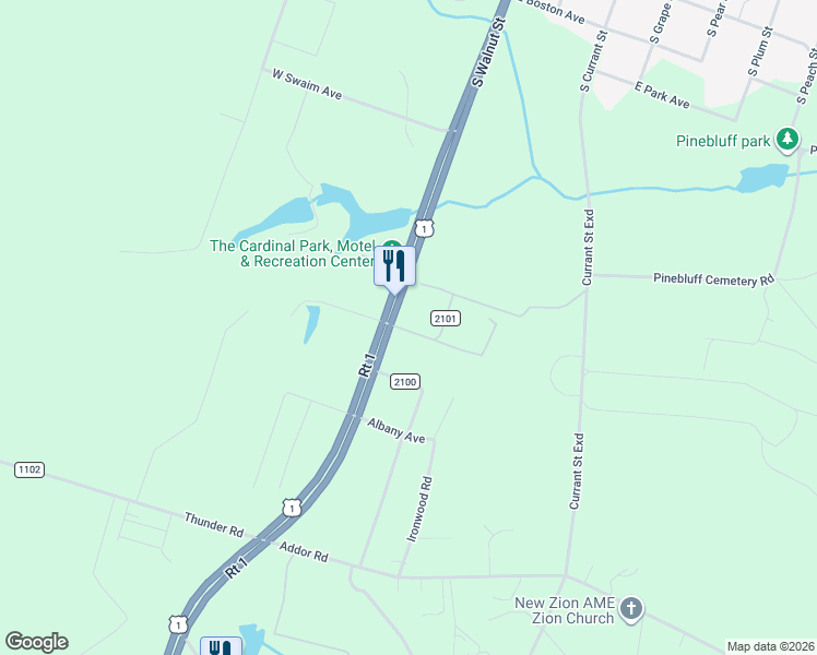 map of restaurants, bars, coffee shops, grocery stores, and more near 166 Merle Road in Pinebluff