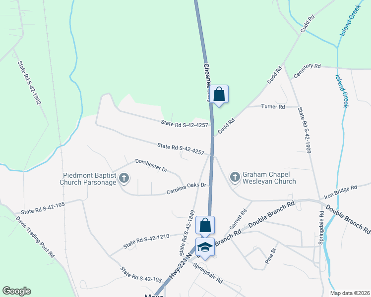 map of restaurants, bars, coffee shops, grocery stores, and more near 886 State Road S-42-4257 in Chesnee