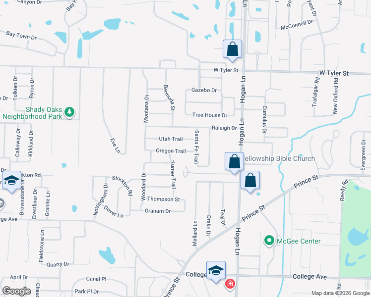map of restaurants, bars, coffee shops, grocery stores, and more near 965 Santa Fe Trail in Conway