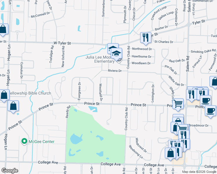 map of restaurants, bars, coffee shops, grocery stores, and more near 1115 Trillium Drive in Conway