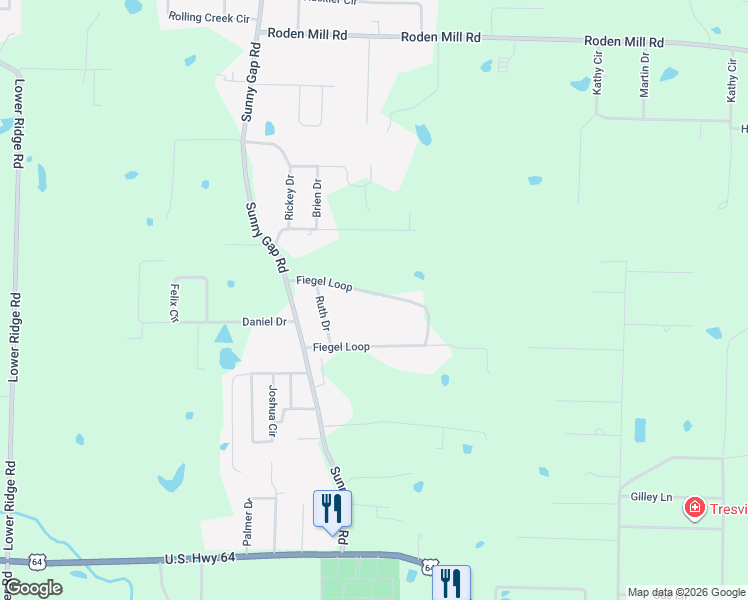 map of restaurants, bars, coffee shops, grocery stores, and more near 45 Fiegel Loop in Conway