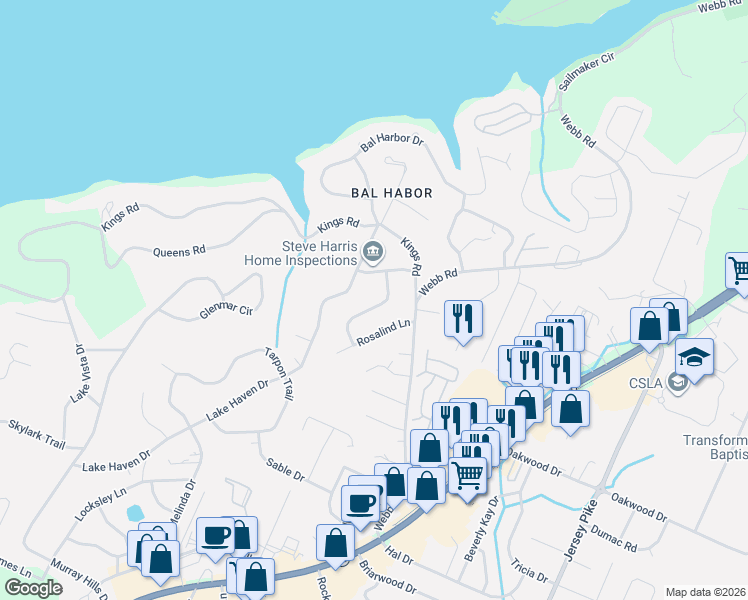 map of restaurants, bars, coffee shops, grocery stores, and more near 3918 Yorktown Road in Chattanooga
