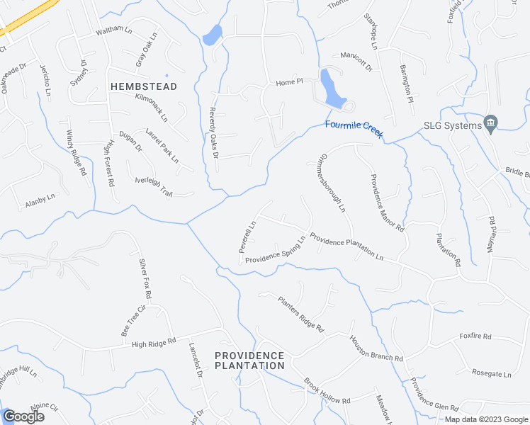 map of restaurants, bars, coffee shops, grocery stores, and more near 3830 Providence Plantation Lane in Charlotte