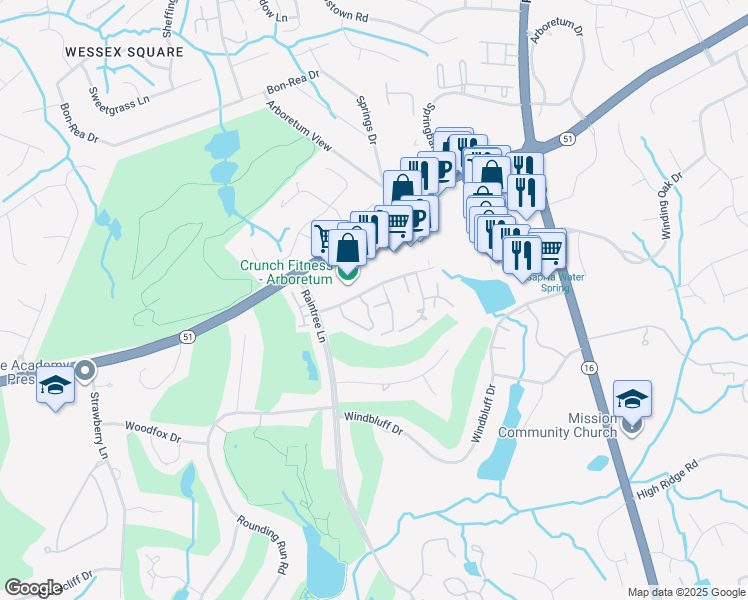 map of restaurants, bars, coffee shops, grocery stores, and more near in Charlotte