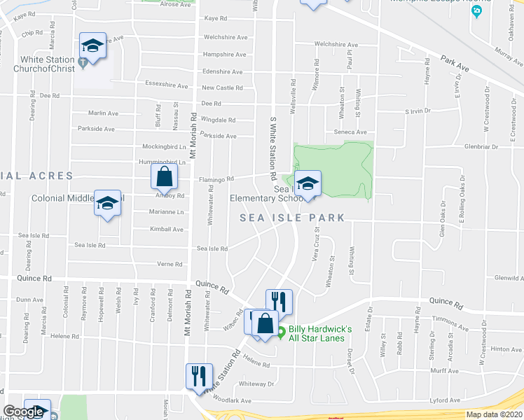 map of restaurants, bars, coffee shops, grocery stores, and more near 1321 Wilbec Road in Memphis