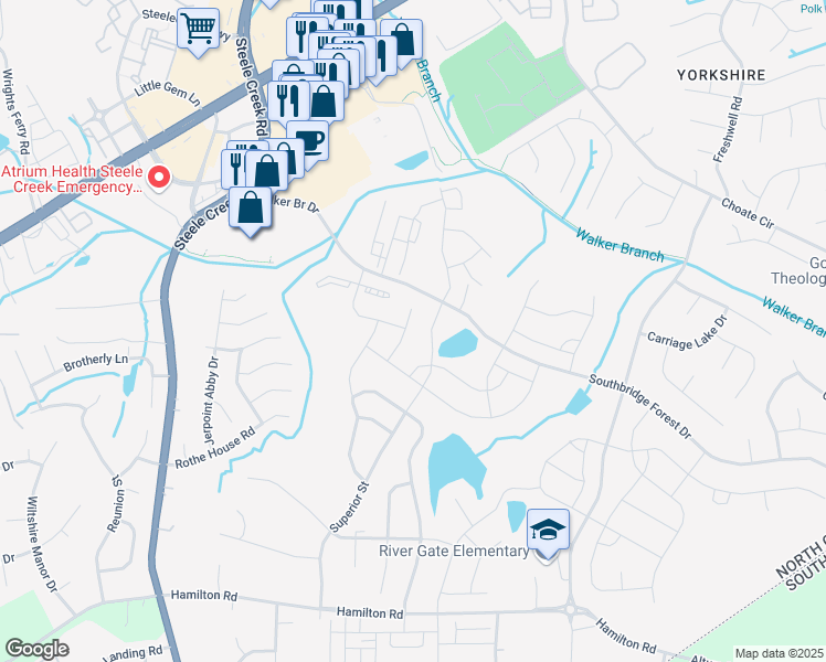 map of restaurants, bars, coffee shops, grocery stores, and more near 13527 Pontchatrain Avenue in Charlotte