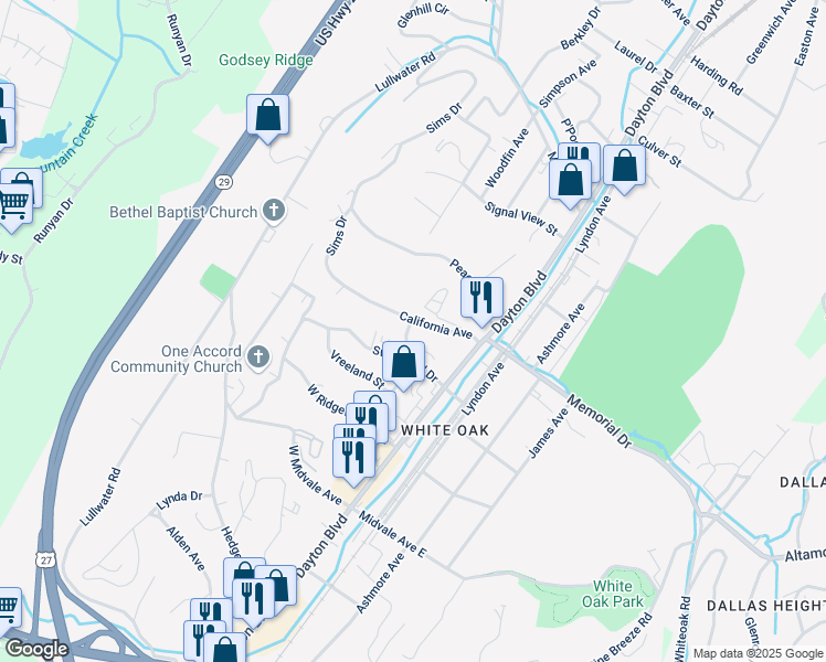 map of restaurants, bars, coffee shops, grocery stores, and more near 128 California Avenue in Red Bank