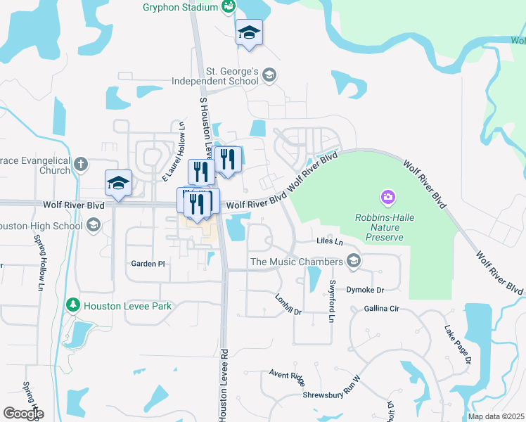 map of restaurants, bars, coffee shops, grocery stores, and more near 2039 West Almadale Court in Fisherville