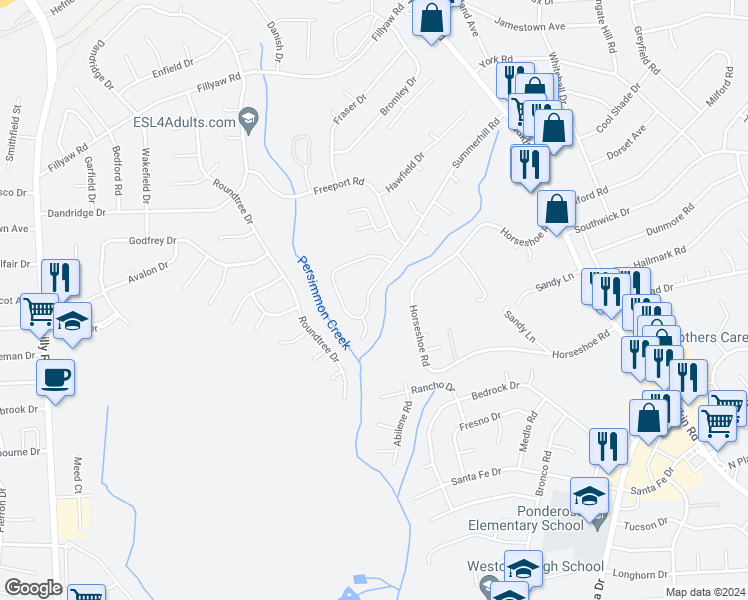map of restaurants, bars, coffee shops, grocery stores, and more near 310 Summerhill Road in Fayetteville