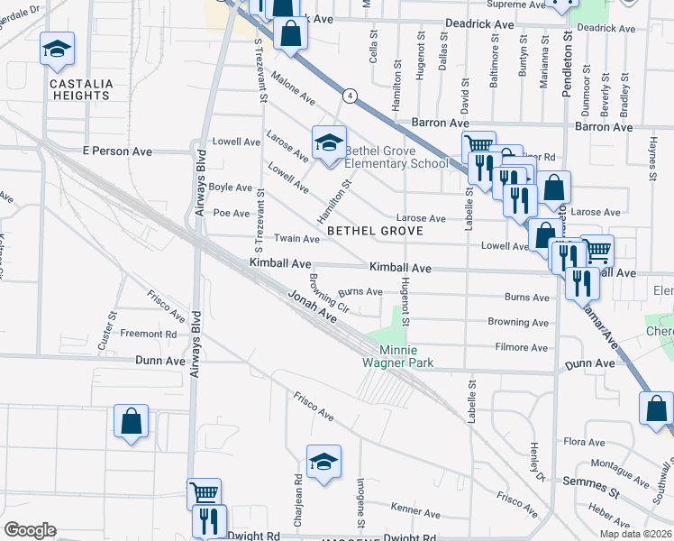 map of restaurants, bars, coffee shops, grocery stores, and more near 2481 Boyle Avenue in Memphis