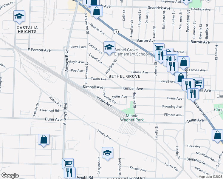 map of restaurants, bars, coffee shops, grocery stores, and more near 2481 Boyle Avenue in Memphis