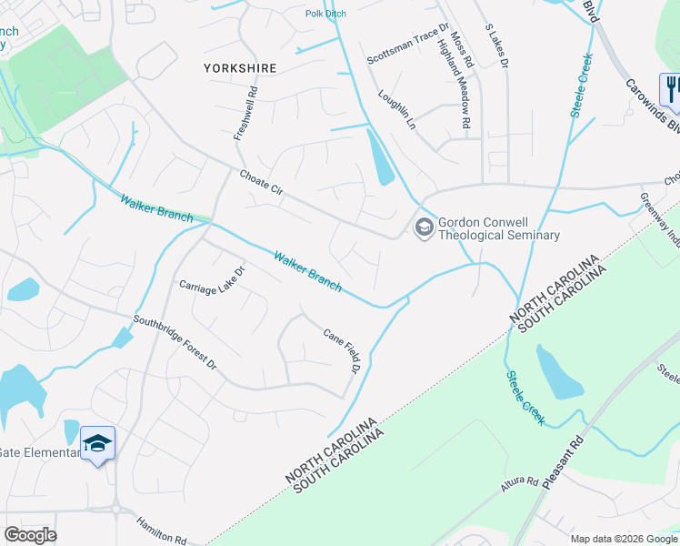 map of restaurants, bars, coffee shops, grocery stores, and more near in Charlotte