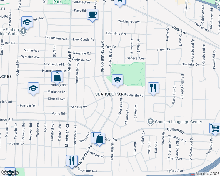map of restaurants, bars, coffee shops, grocery stores, and more near 1325 South White Station Road in Memphis