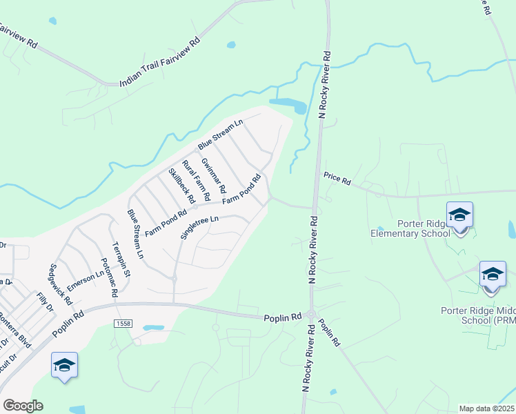 map of restaurants, bars, coffee shops, grocery stores, and more near 1001 Blue Range Road in Indian Trail