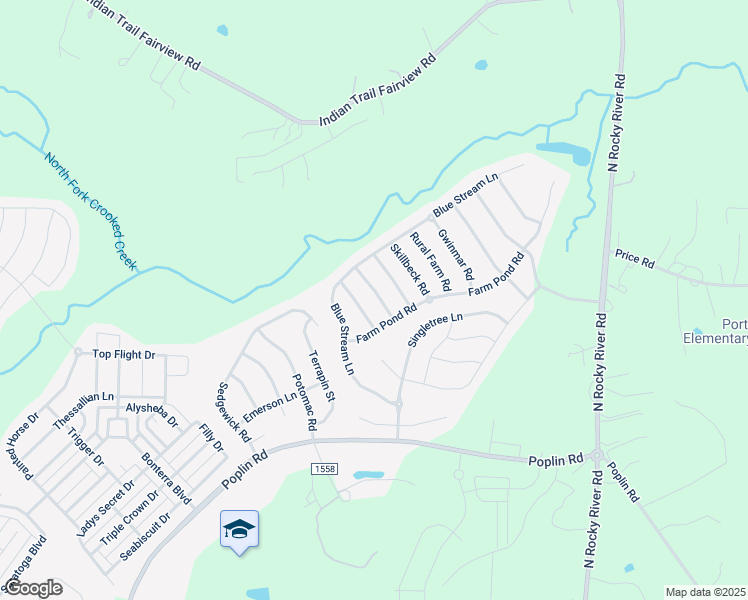map of restaurants, bars, coffee shops, grocery stores, and more near 1009 Green Terra Road in Indian Trail