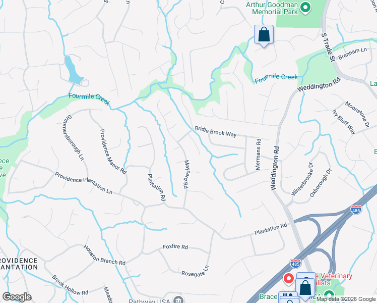 map of restaurants, bars, coffee shops, grocery stores, and more near 2315 Maynard Road in Charlotte