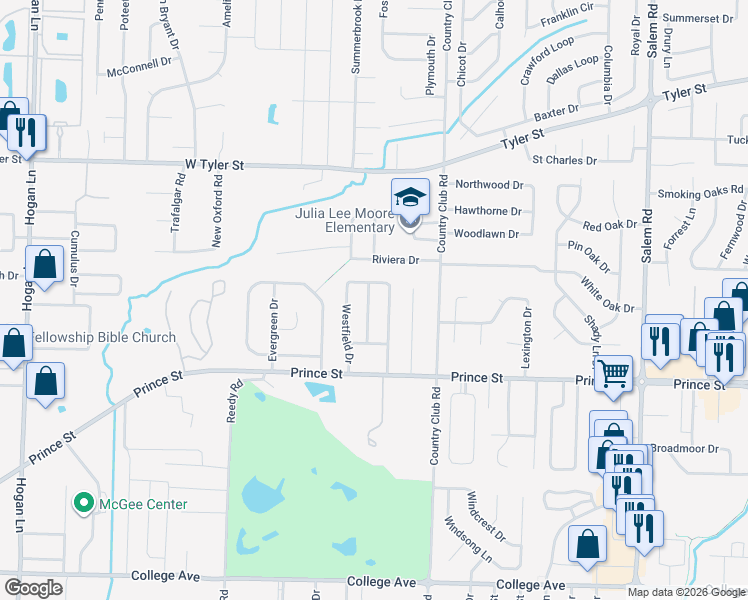 map of restaurants, bars, coffee shops, grocery stores, and more near 1195 Trillium Drive in Conway