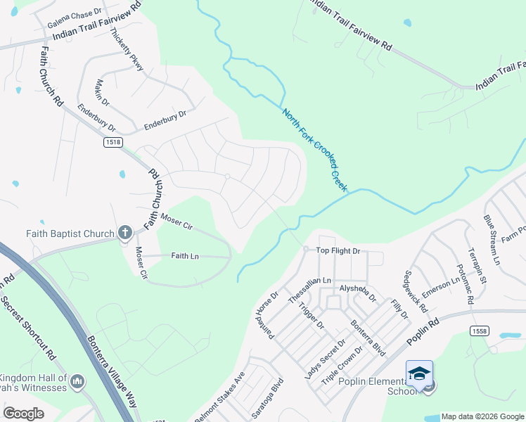 map of restaurants, bars, coffee shops, grocery stores, and more near 4204-4222 Moser Circle in Indian Trail