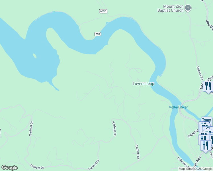 map of restaurants, bars, coffee shops, grocery stores, and more near 25 Crooked Lane in Murphy