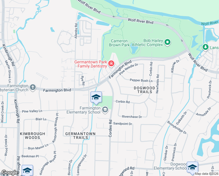 map of restaurants, bars, coffee shops, grocery stores, and more near 1964 Cordes Road in Memphis