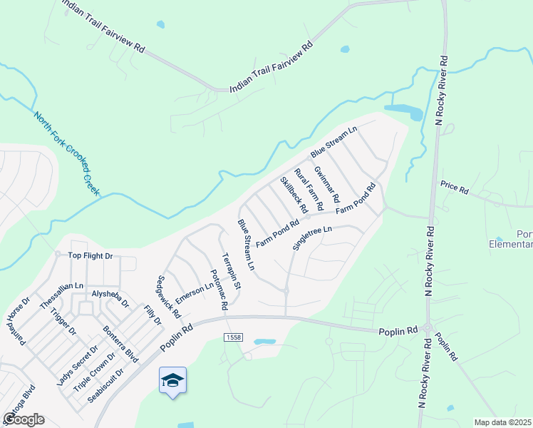 map of restaurants, bars, coffee shops, grocery stores, and more near 1013 Green Terra Road in Indian Trail