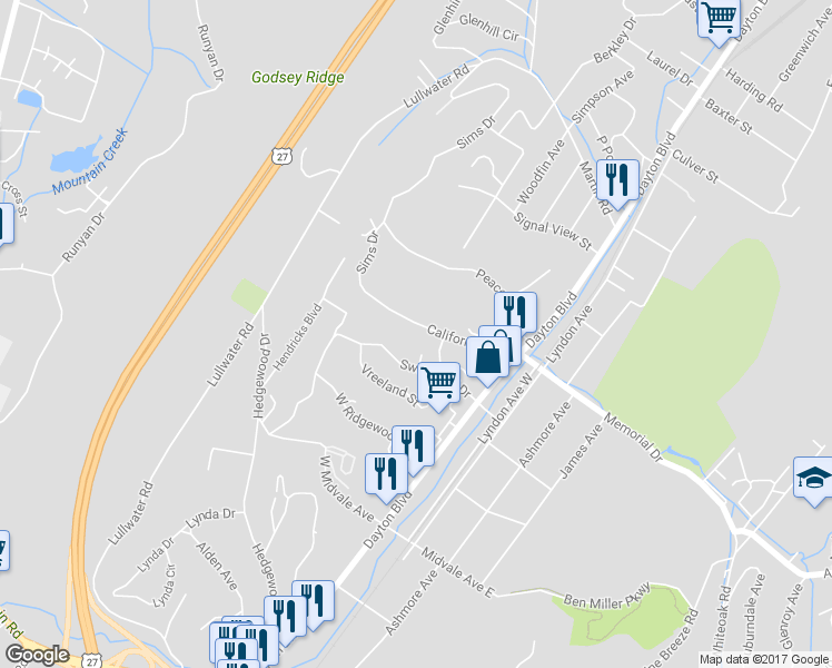 map of restaurants, bars, coffee shops, grocery stores, and more near 215 California Avenue in Chattanooga