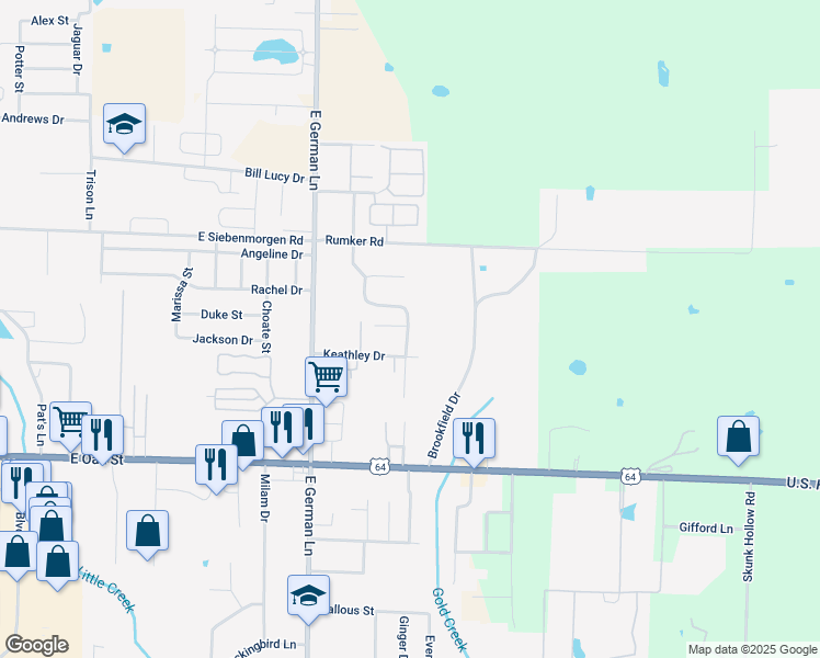 map of restaurants, bars, coffee shops, grocery stores, and more near 1230 Woodside Drive in Conway