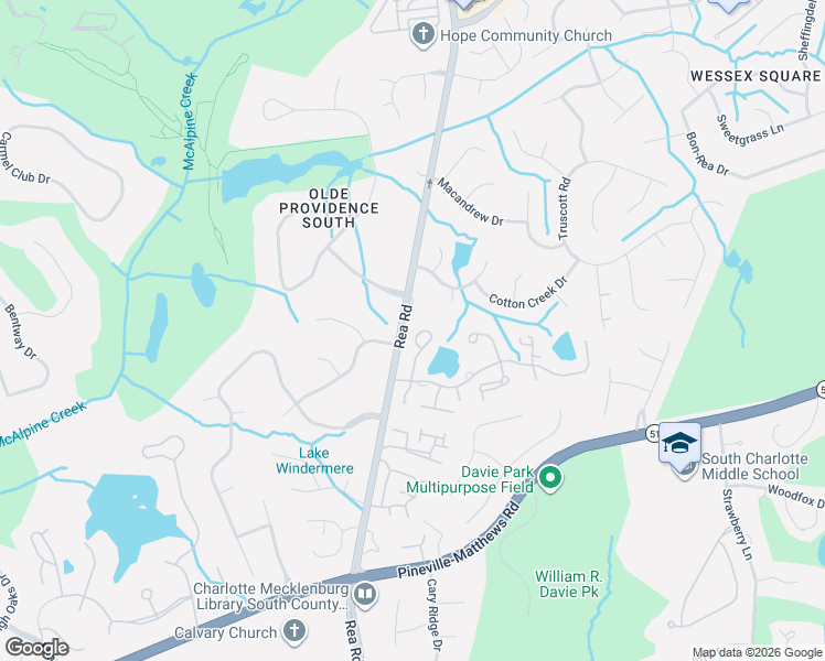 map of restaurants, bars, coffee shops, grocery stores, and more near 5108 Hunt Stand Lane in Charlotte