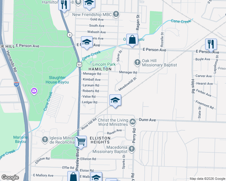 map of restaurants, bars, coffee shops, grocery stores, and more near 1827 Westmore Street in Memphis