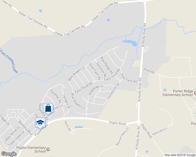 map of restaurants, bars, coffee shops, grocery stores, and more near 1001 Rural Farm Road in Indian Trail