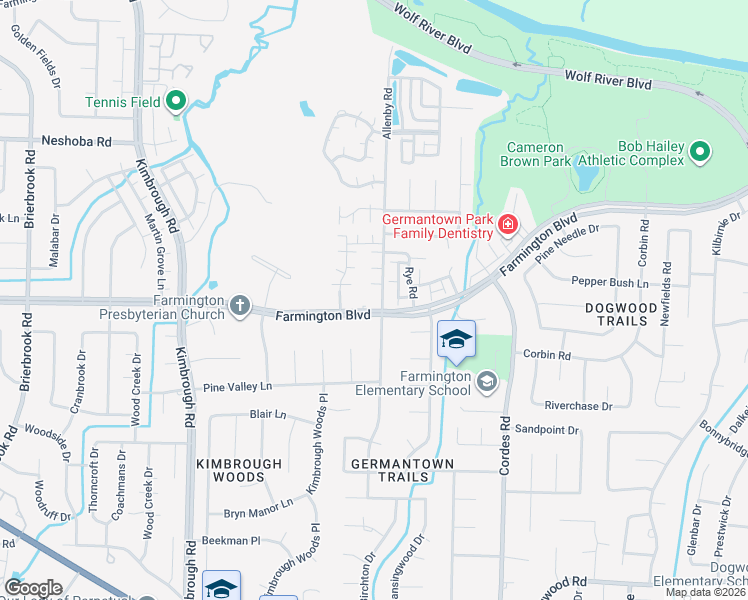 map of restaurants, bars, coffee shops, grocery stores, and more near 8404 Farmington Boulevard in Germantown