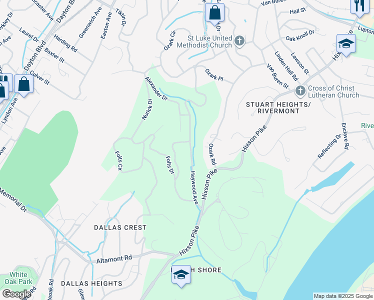 map of restaurants, bars, coffee shops, grocery stores, and more near 2769 Haywood Avenue in Chattanooga