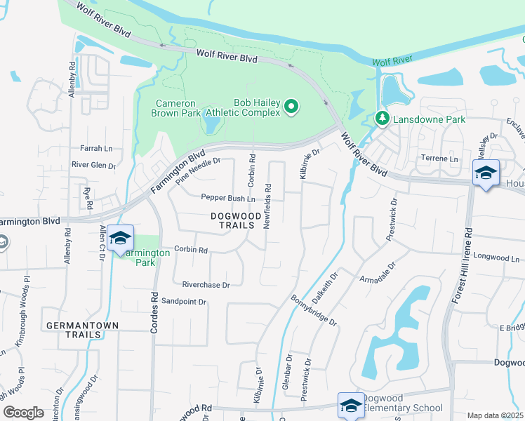 map of restaurants, bars, coffee shops, grocery stores, and more near 1963 Newfields Rd in Memphis