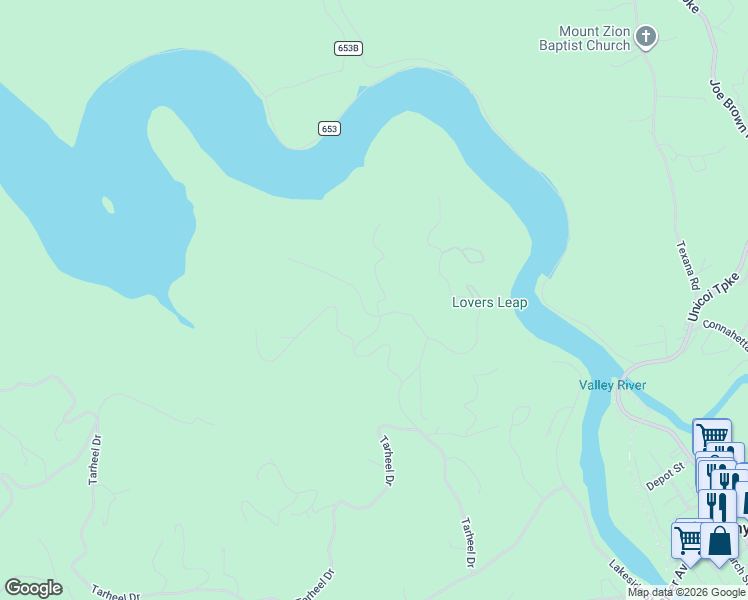 map of restaurants, bars, coffee shops, grocery stores, and more near 25 Crooked Lane in Murphy