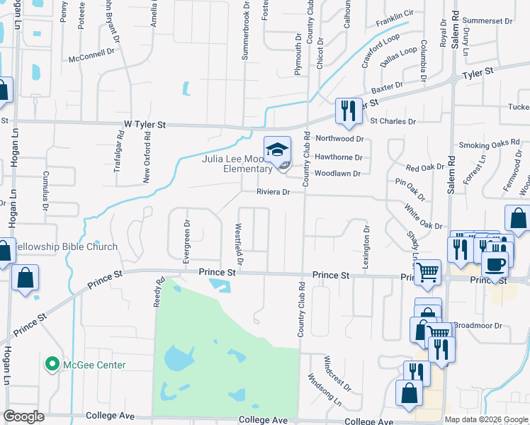 map of restaurants, bars, coffee shops, grocery stores, and more near 1195 Trillium Drive in Conway