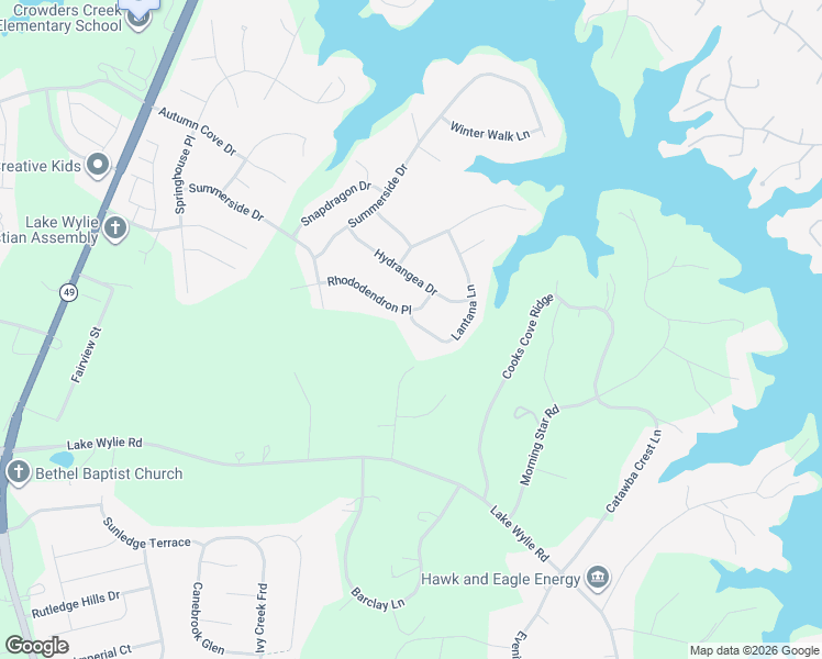 map of restaurants, bars, coffee shops, grocery stores, and more near 2143 Lantana Lane in Clover