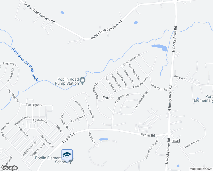 map of restaurants, bars, coffee shops, grocery stores, and more near 1014 Green Terra Road in Indian Trail