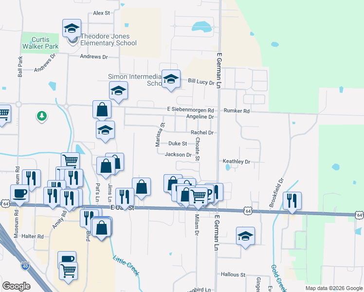 map of restaurants, bars, coffee shops, grocery stores, and more near 1685 Duke Street in Conway