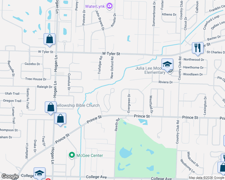 map of restaurants, bars, coffee shops, grocery stores, and more near 1272 Turnberry Drive in Conway