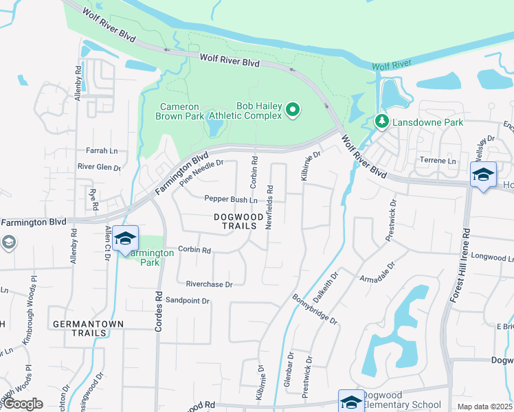 map of restaurants, bars, coffee shops, grocery stores, and more near 1963 Newfields Road in Memphis