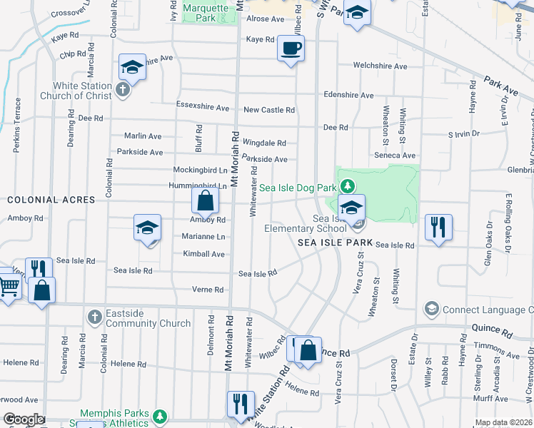 map of restaurants, bars, coffee shops, grocery stores, and more near 1322 Walton Road in Memphis